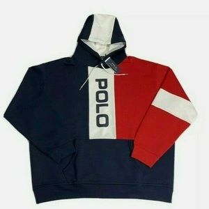 Polo Ralph Lauren Men’s Medium Spell Out Colorblock Mesh Hoodie Sweatshirt